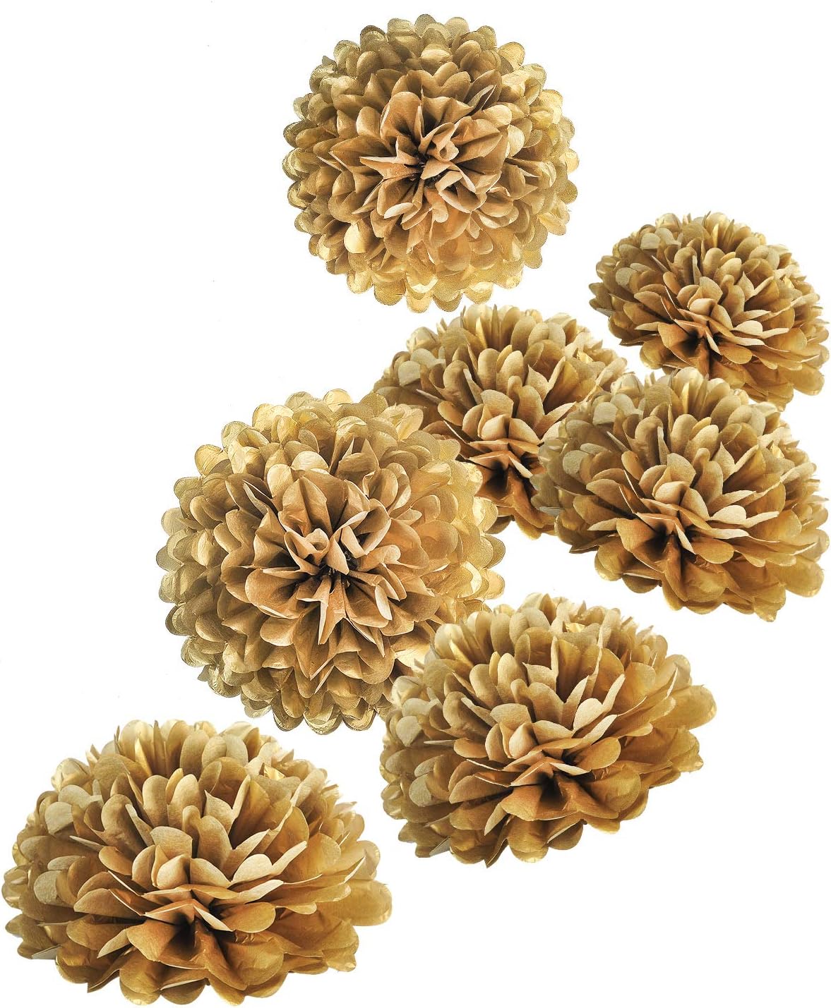 10" Gold Tissue Pom Poms DIY Tissue Paper Flowers for Birthday Wedding Baby Shower Tea Party