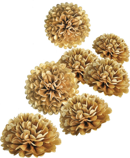 10" Gold Tissue Pom Poms DIY Tissue Paper Flowers for Birthday Wedding Baby Shower Tea Party