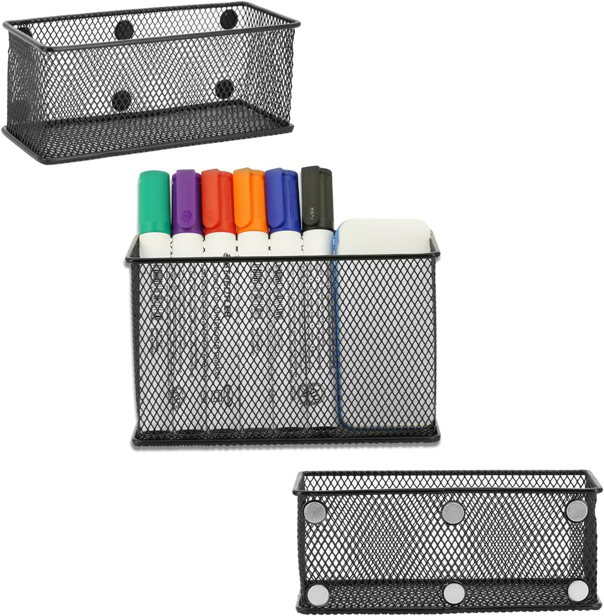 Neudeco Locker Shelf Organizer, Magnetic Pencil Holder, Metal Storage Basket for Whiteboard