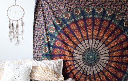 raajsee Turquoise Blue Tapestry- Tapestrys Mandala Wall Hanging- Hippie Tapestry For Bedroom
