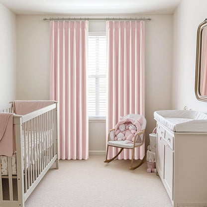 Baby Pink Modern Pinch Pleated Curtains & Drapes 84 Inch Length 2 Panels Set for Living Room