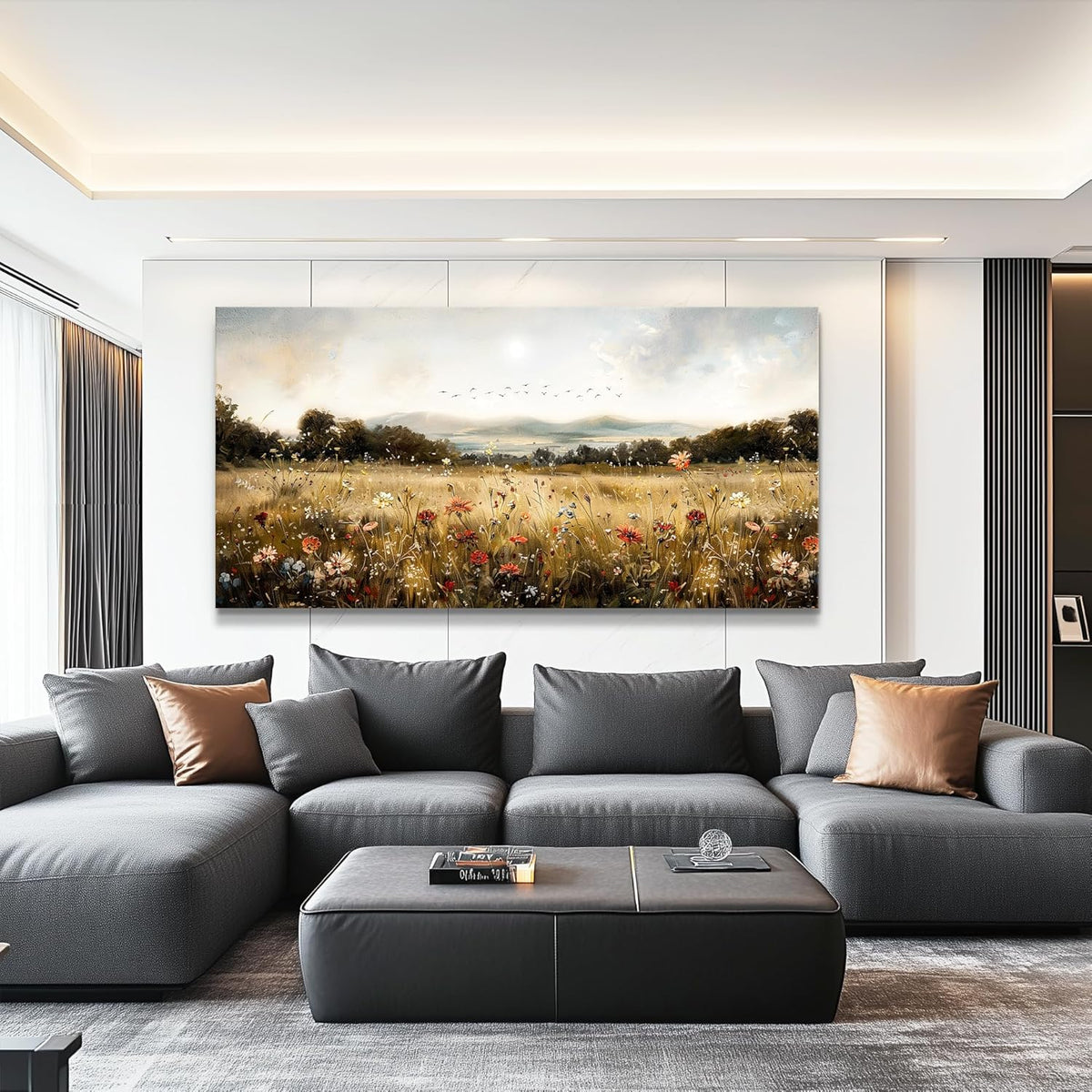 KELIYUAN Modern Canvas Print Wall Art Vintage Home Decorlawn Painting With Floral Wall Art