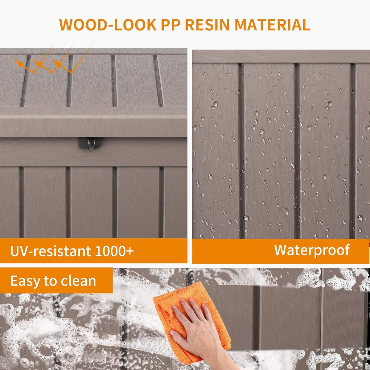 Vixzen 50 Gallon Resin Deck Box, Lockable Outdoor Storage Box for Patio Cushions Storage
