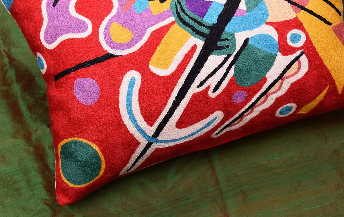 Lumbar Kandinsky Red Abstract Pillow Cover Modern Throw Pillowcase Modern Chair Cushion Red