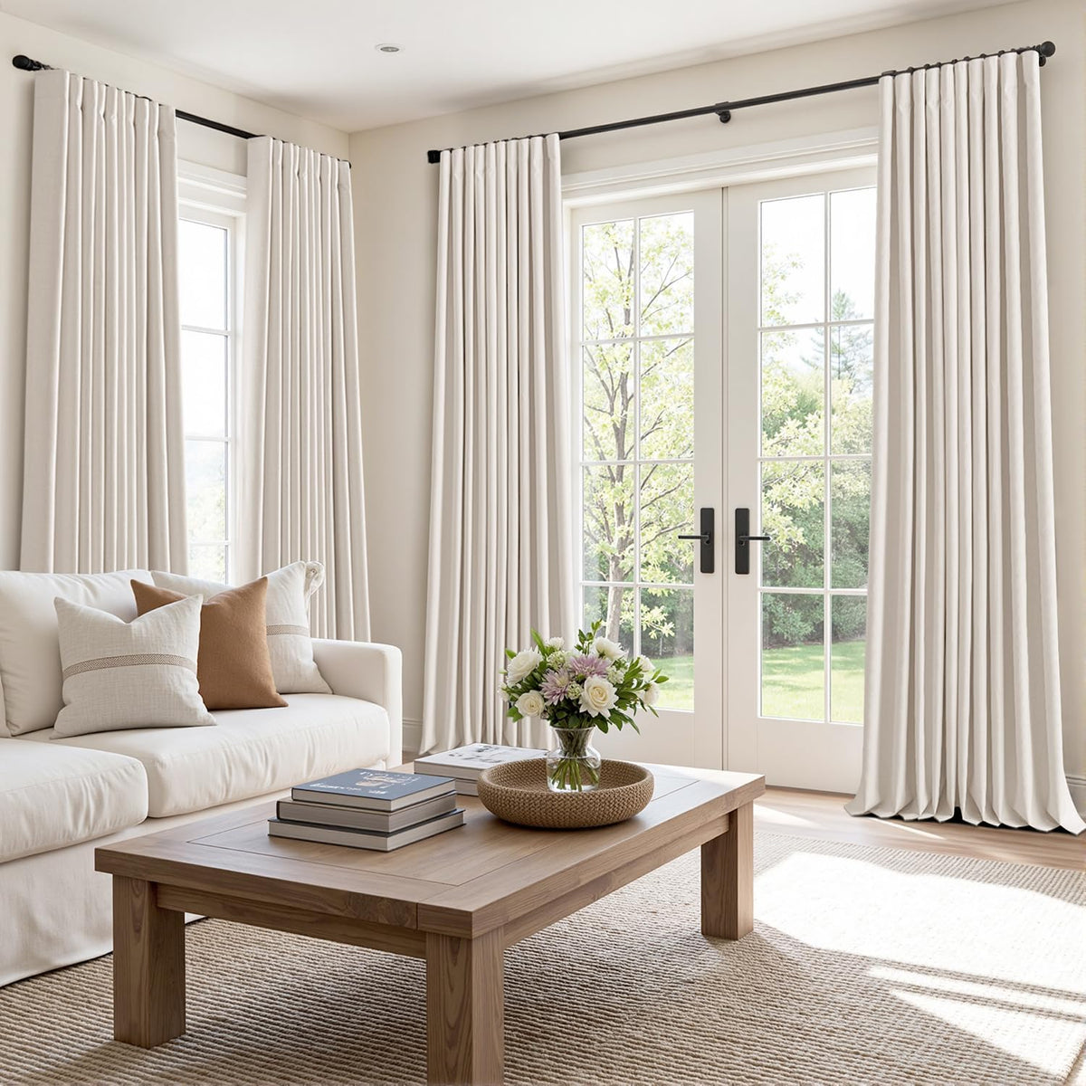 MIULEE 100% Blackout Curtains 102 Inch Long 2 Panels for Bedroom, Thick Luxury Faux Linen Black Out