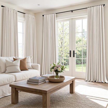 MIULEE 100% Blackout Curtains 90 Inch Long 2 Panels for Bedroom, Thick Luxury Faux Linen Black Out