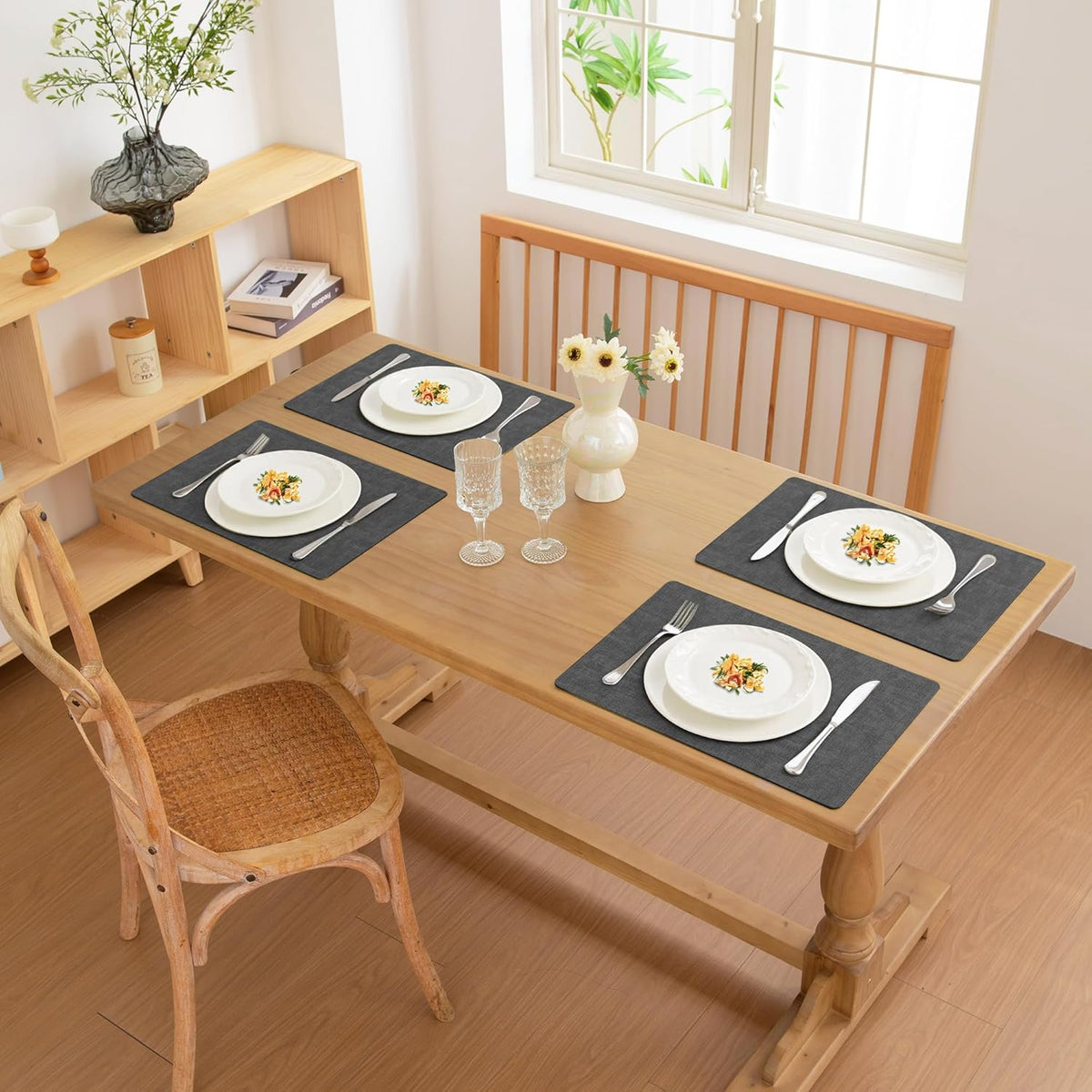 FROMHEART Faux Leather Placemats Set of 6–Waterproof,Heat/Oil Stain-Resistant PU Table