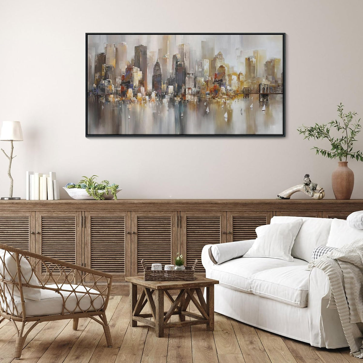 New York City Wall Art -Framed Modern Abstract Wall Art for Living Room, Office & Bedroom Cityscape