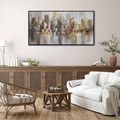 New York City Wall Art -Framed Modern Abstract Wall Art for Living Room, Office & Bedroom Cityscape