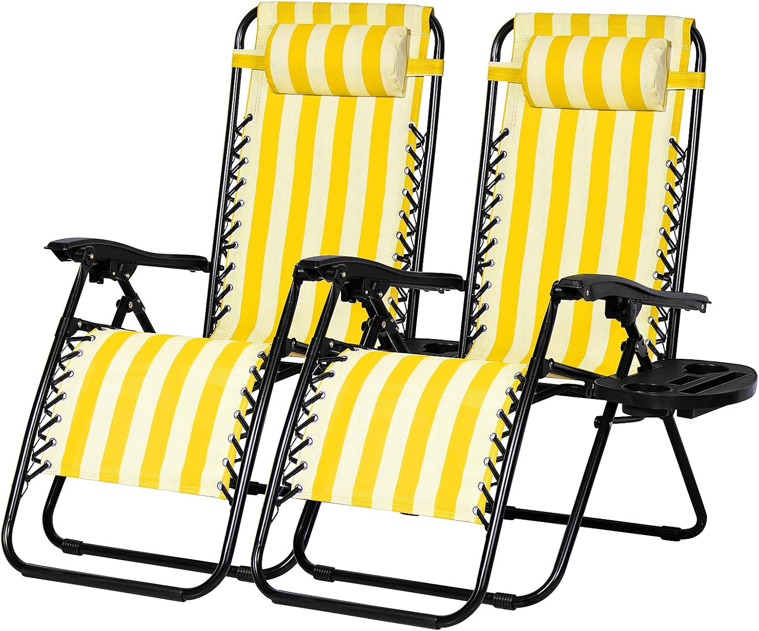 Nazhura Set of 2 Relaxing Recliners Patio Chairs Adjustable Steel Mesh Zero Gravity Lounge Chair