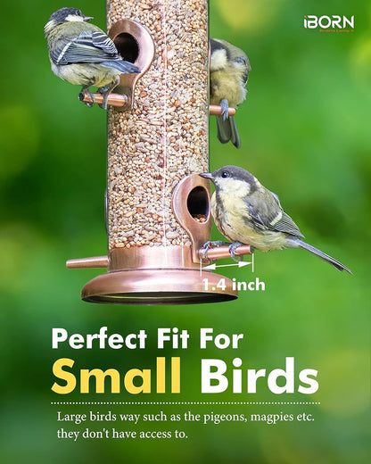 iBorn Metal Bird Feeders Metal Bird Feeder Copper for Outdoors Hanging All Metal Copper Finishing