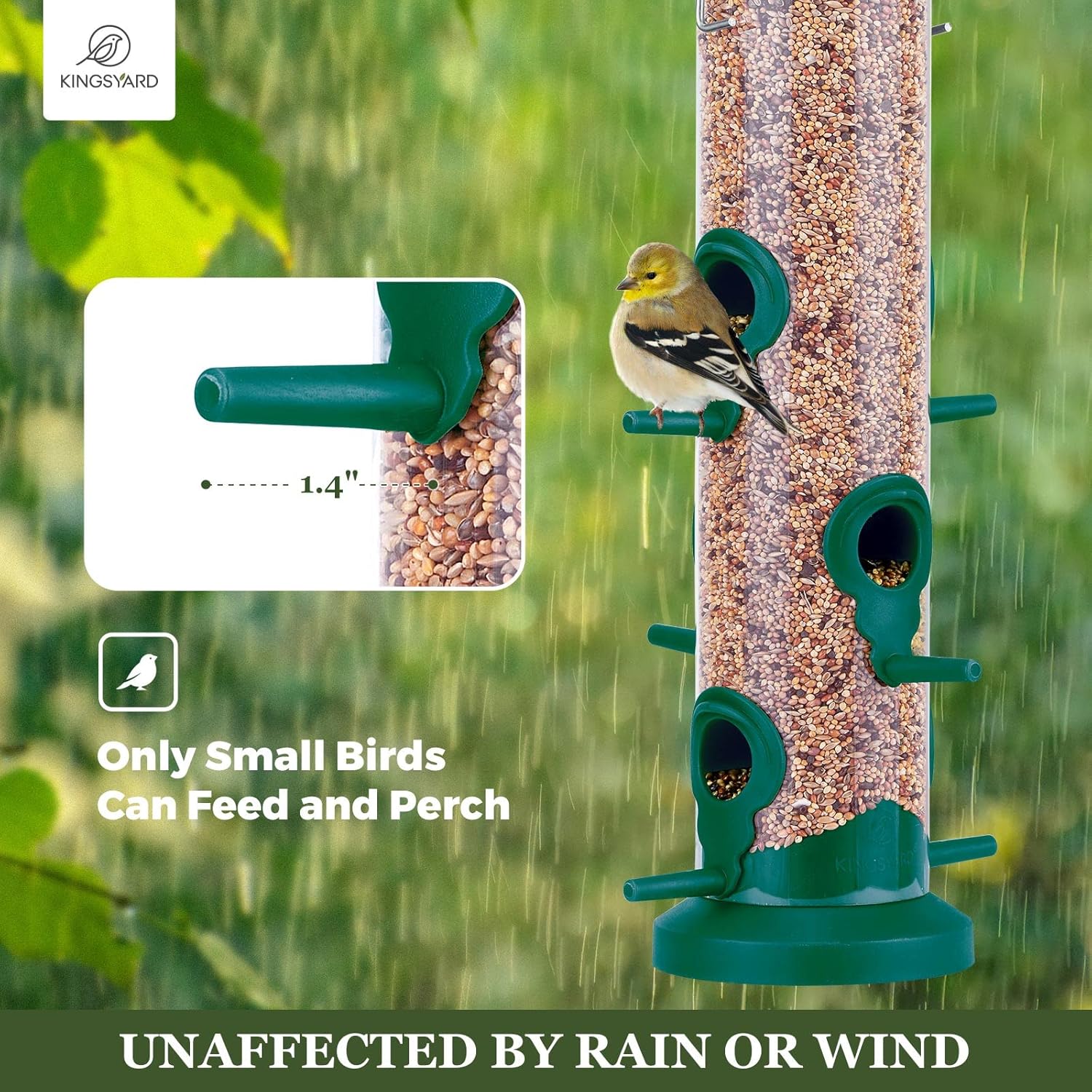 Kingsyard 2 Pack Tube Bird Feeders for Outdoors Hanging, Premium Hard Plastic Bird Feeder with 6