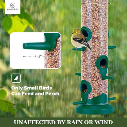 Kingsyard 2 Pack Tube Bird Feeders for Outdoors Hanging, Premium Hard Plastic Bird Feeder with 6