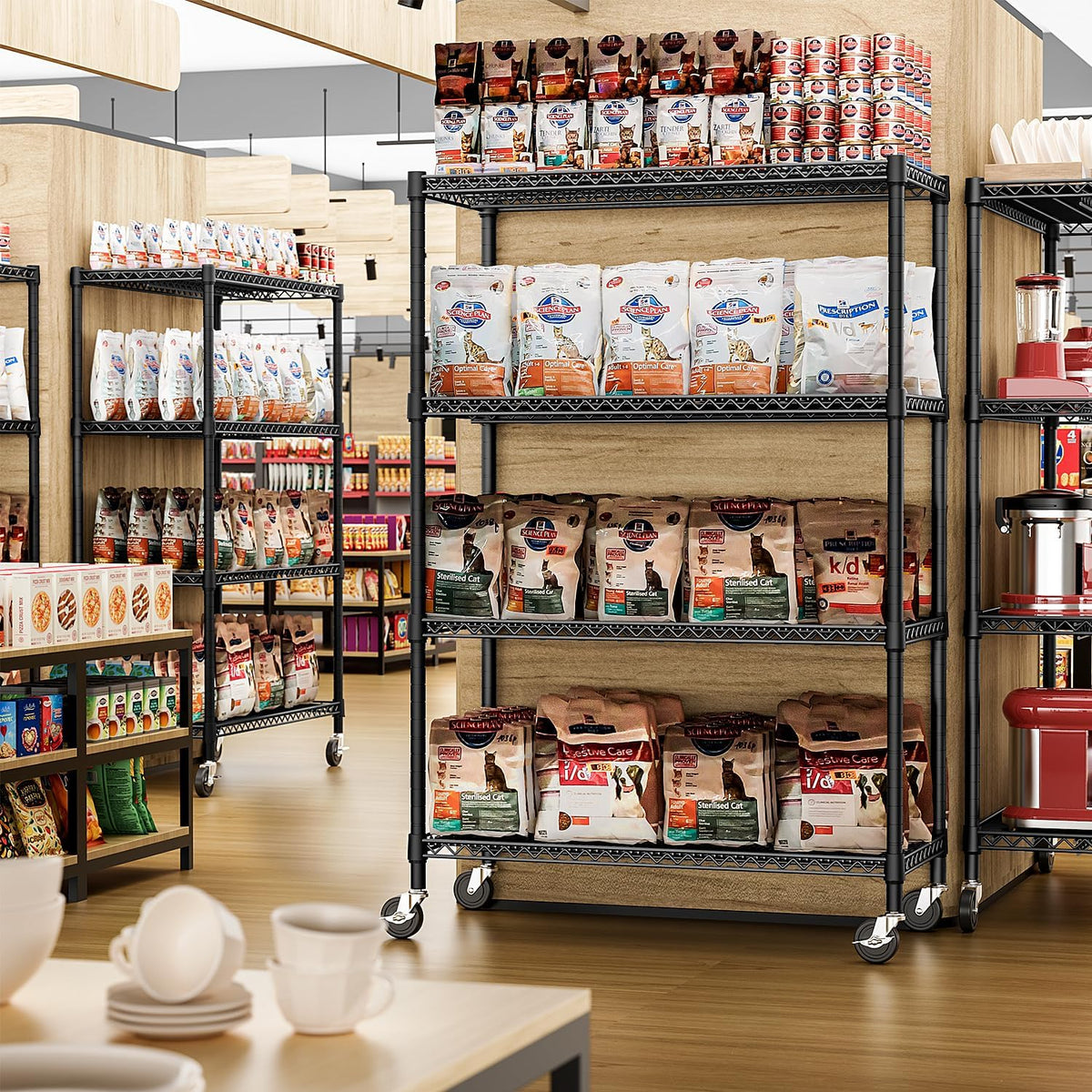 IZEUK Garage Shelving Wide Storage Shelves 4 Tier Metal Shelves 3200 LBS Heavy Duty Adjustable