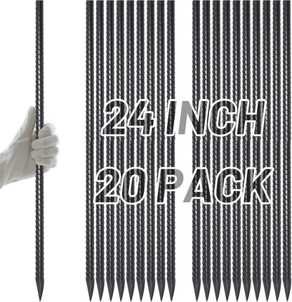 AAGUT Rebar Stakes 24 Inch Straight Garden Plant Stakes (20 pcs) 1/2" Thickness, Heavy Duty Metal