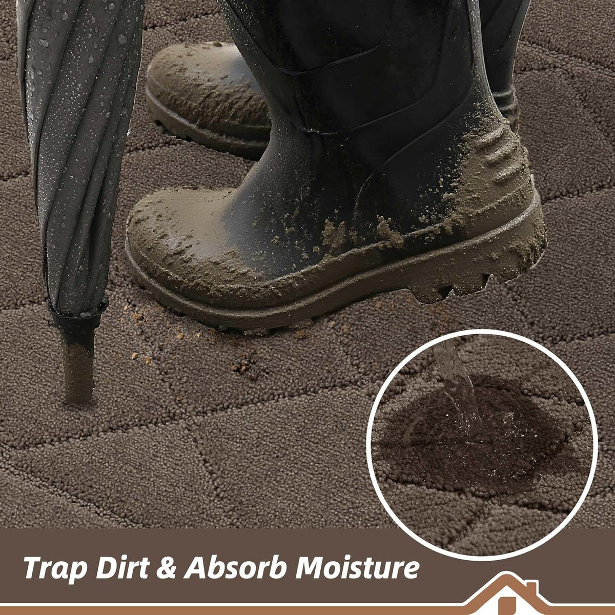BEQHAUSE Dirt Trapper Door Mat 24" x 36", Doormat Non-Slip Entryway Rugs Washable, Dog Door Mat