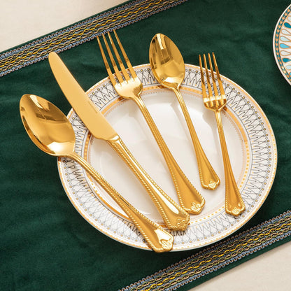KINGSTONE Gold Silverware Set, 40-piece 18/10 Stainless Steel Flatware Set Cutlery Set for 8, for