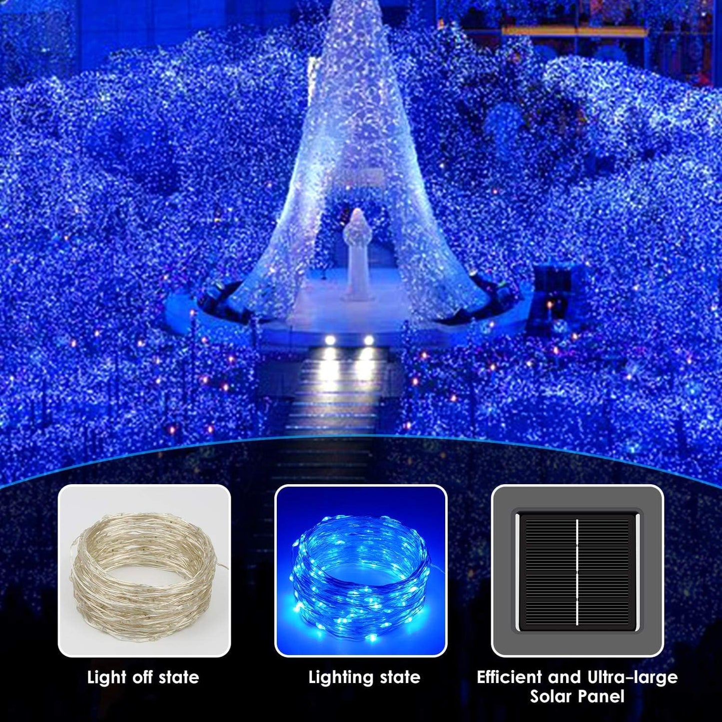 Solar String Lights Outdoor, 2-Pack 144FT 400 LED Solar Christmas Twinkle Lights Outside Waterproof