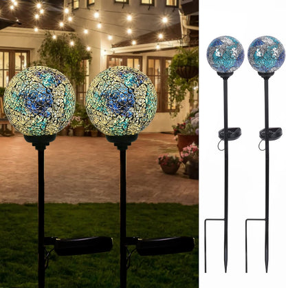 VCUTEKA Mosaic Solar Light, Solar Garden Decorative Lights Outdoor Waterproof LED Pathway Stake