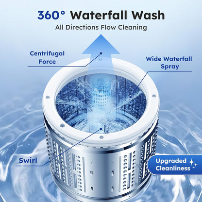 1.0 Cu.ft Portable Washing Machine for Home & Apartment, Full-Automatic Clothes Washer with 6 Water