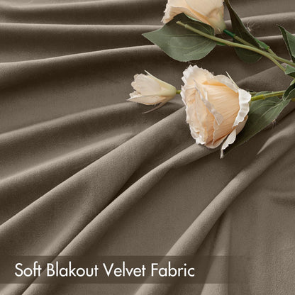 MIULEE Taupe Velvet Curtains Thermal Insulated Blackout Curtain Drapes for Bedroom Living Room