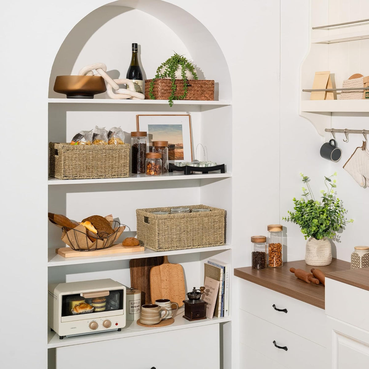 StorageWorks Wicker Storage Baskets, Large and Small Baskets, Handwoven Seagrass Basket for