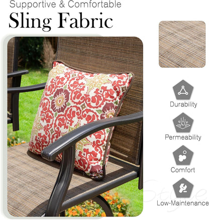 Sophia & William Outdoor Bar Set, Patio Bar Table and Chairs Set, Bar Height Patio Set - 6 x Swivel