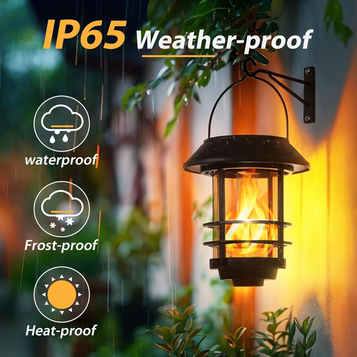 Otdair Solar Wall Lantern Outdoor, Flickering Flames Solar Sconce Lights Outdoor, Hanging Lamps