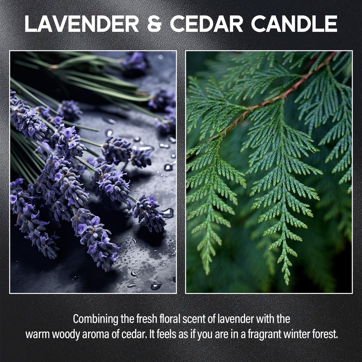 Lavender＆Cedar Candle, 9oz Scented Candle for Men, Scented Candles for Home, Soy Candle Gifts for