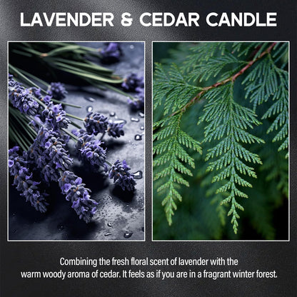 Lavender＆Cedar Candle, 9oz Scented Candle for Men, Scented Candles for Home, Soy Candle Gifts for