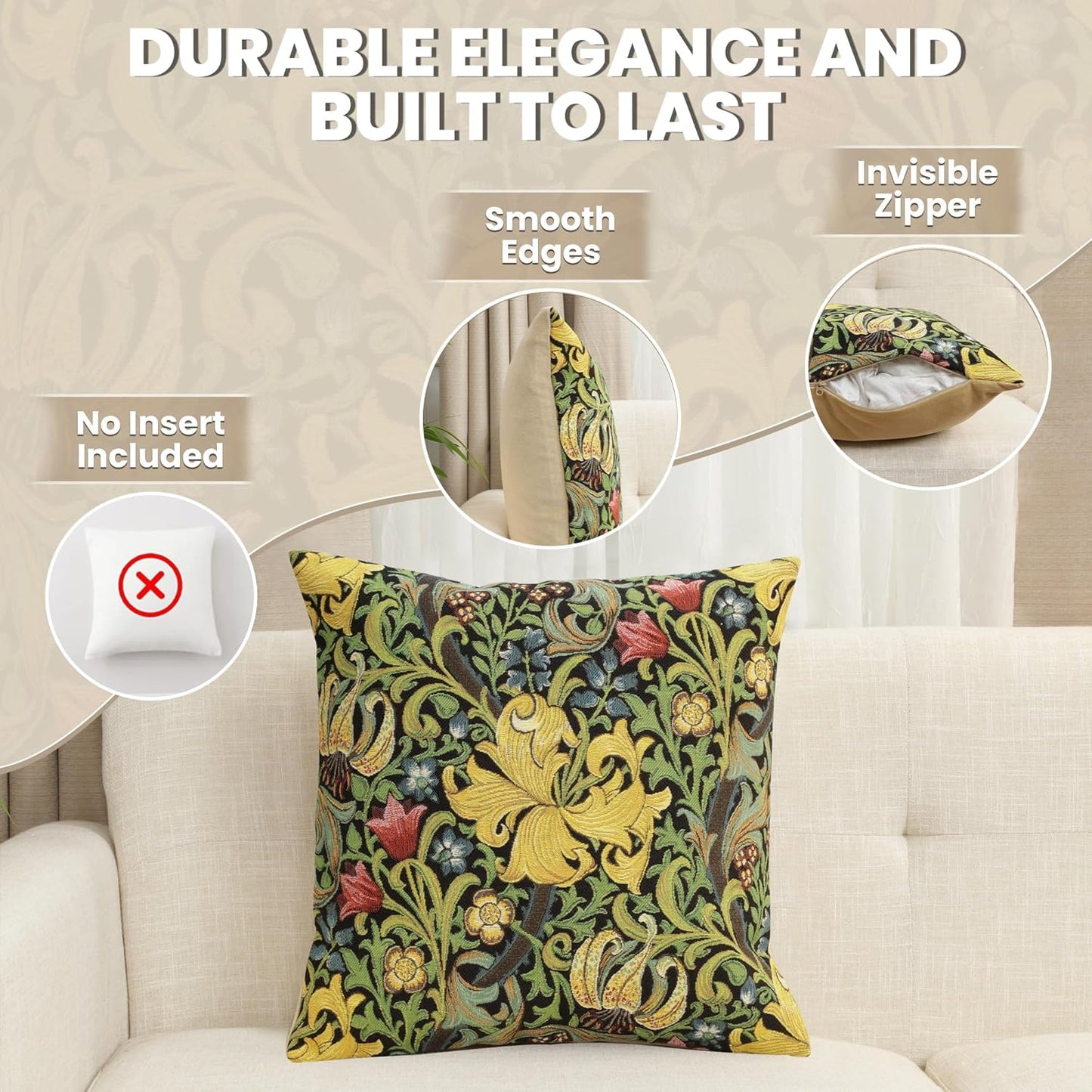 Charlotte Home Furnishings Throw Pillow Covers, Decorative Boho Pillow Cover for Couch, Living