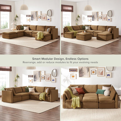 mopio Oversized Modular Sectional Sofa with Fully Removable Covers and Storage, Convertible U & L