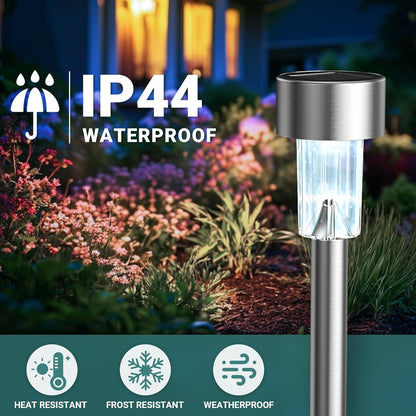 GIGALUMI Solar Lights Outdoor Waterproof, 12 Pack, Stainless Steel LED Solar Garden Lights for