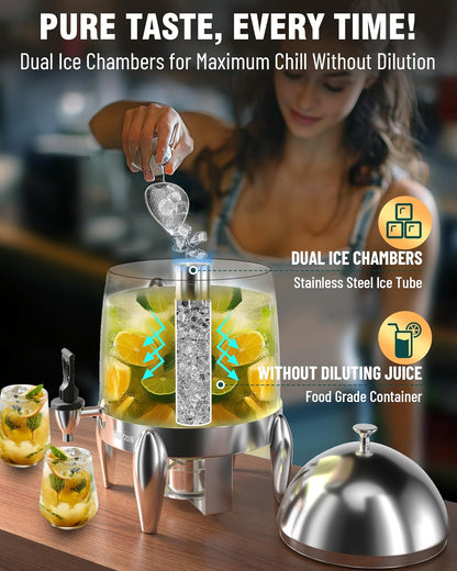 WantJoin Beverage Dispenser With Stand - 3.2 Gallon Drink Dispenser With Ice Core & Fuel Holder