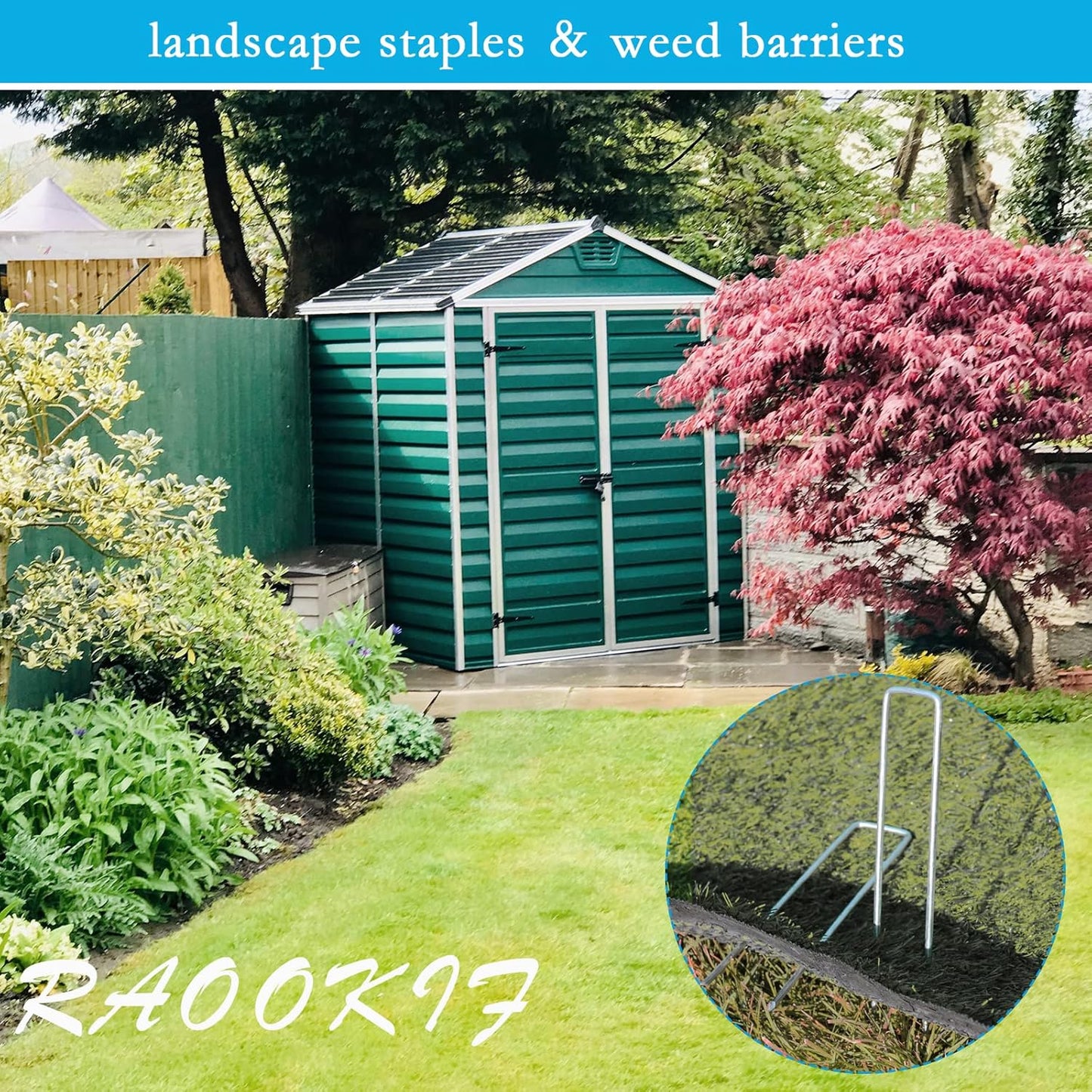 RAOOKIF 8 Inch Galvanized Garden Landscape Staples, 20/50/100/200Pcs Garden Metal Stakes, 11 Gauge