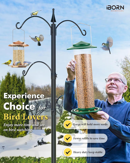iBorn Metal Bird Feeder for Outside Hanging,Wild Bird Feeders for Cardinal,18cm Large