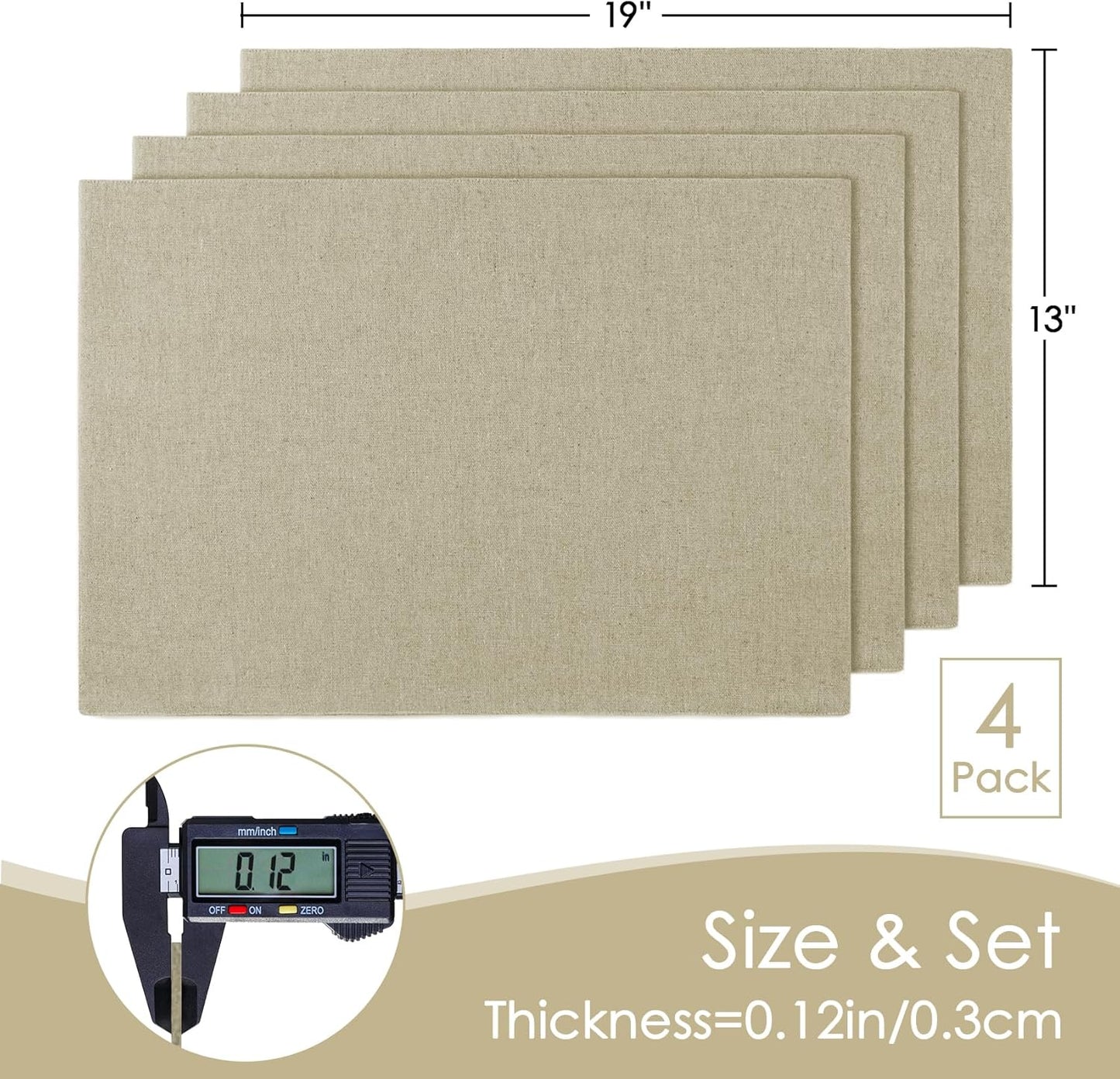 MANSPHIL Cloth Placemats Set of 4, Washable Thick Faux Linen Place Mats Heat Resistant Double Layer