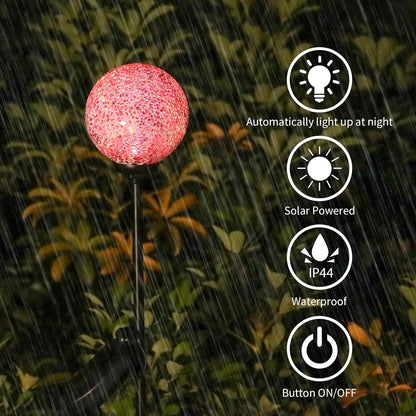 VCUTEKA Solar Garden Lights - Mosaic Solar Lights Outdoor Decor Pathway Light Waterpoof LED Stake