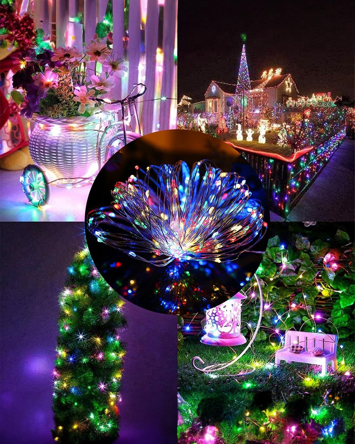 Twinkle Star 2 Pack Solar Christmas Lights Outdoor, Total 80 FT 240 LED Solar Powered Christmas