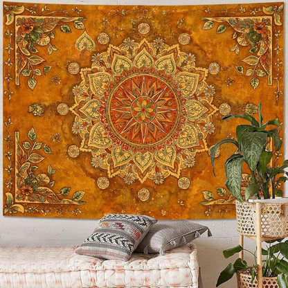 Lunerfex Floral Mandala Tapestry Boho Tapestry for Bedroom Brown Tapestries Wall Hanging Living