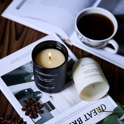 M&SENSE Natural Soy Candle| Oud Wood | 16.6 oz, 95H Burn | Minimalist Scented Candle for