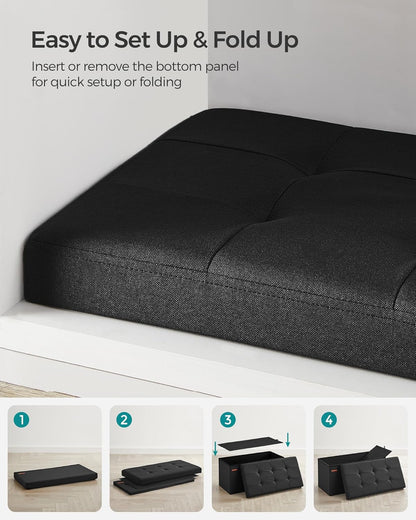 SONGMICS Mazie Collection - 30 Inches Folding Storage Ottoman Bench, Ottoman Foot Rest, End of Bed