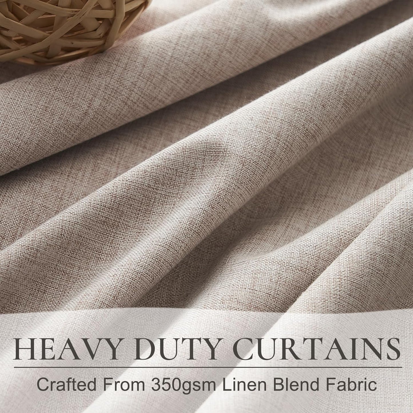 Pinch Pleated Heavy Burlap 78 Inch Length Curtains for Kids Room 2 Panels Set,Rustic Natural Linen