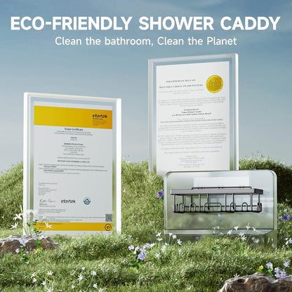Veken Rustproof & Waterproof Shower Caddy 6-Pack, No Drilling Adhesive Shelves Rack with Soap