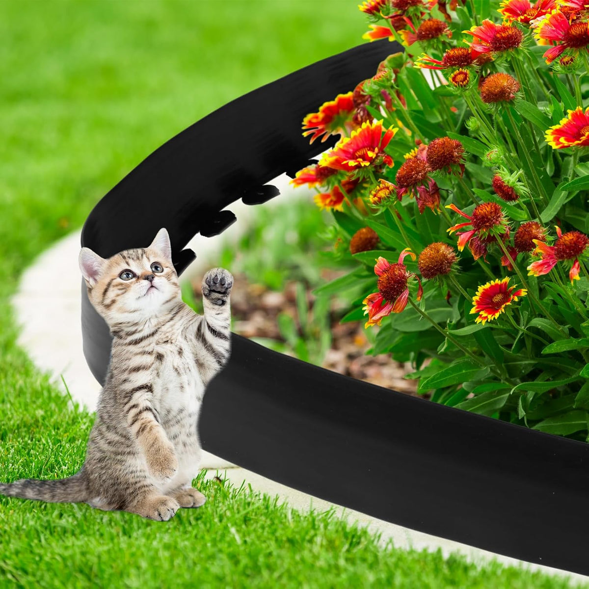 6 Inch Tall 33 ft Length No Dig Landscape Plastic Edging Kit with Hammer Spikes Plastic Garden
