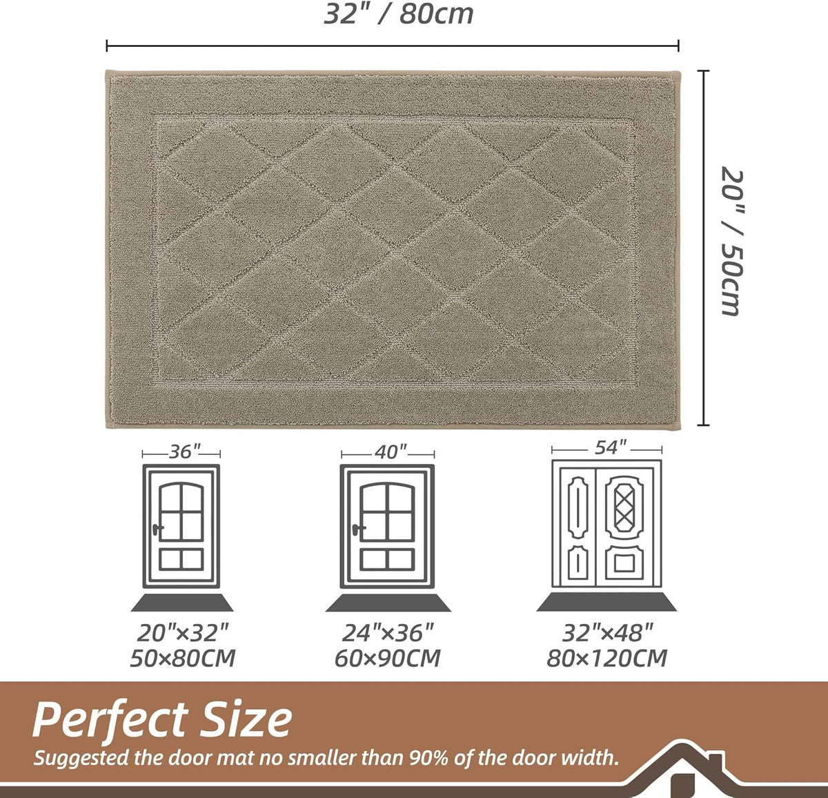 BEQHAUSE Dirt Trapper Door Mat 20" x 32", Doormat Non-Slip Entryway Rugs Washable, Dog Door Mat