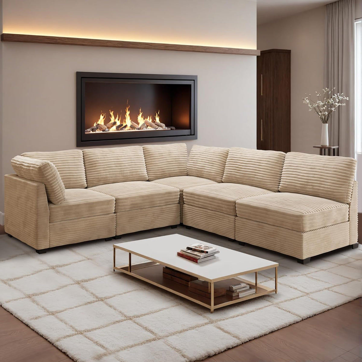 HOOOWOOO Modular Sectional Sofa,5 Pieces Sectional Couches for Living Room,98X98 L Shaped Cloud