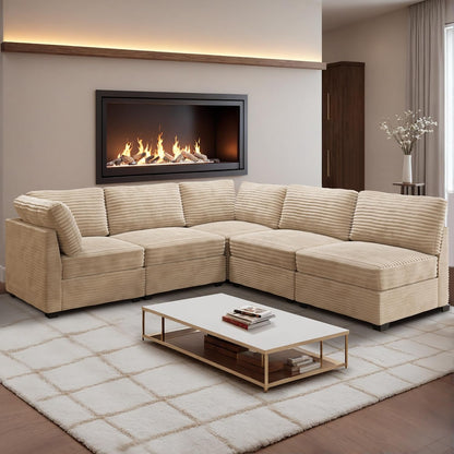 HOOOWOOO Modular Sectional Sofa,5 Pieces Sectional Couches for Living Room,98X98 L Shaped Cloud