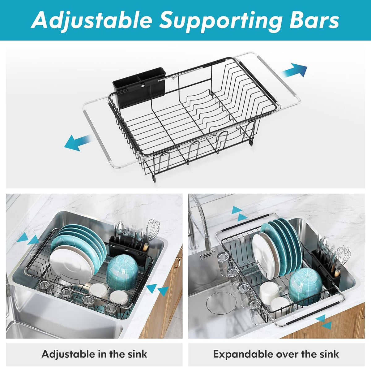 MAJALiS Dish Drying Rack in Sink - Small Dish Drainers for Kitchen Sink, Over The Sink Dish Racks