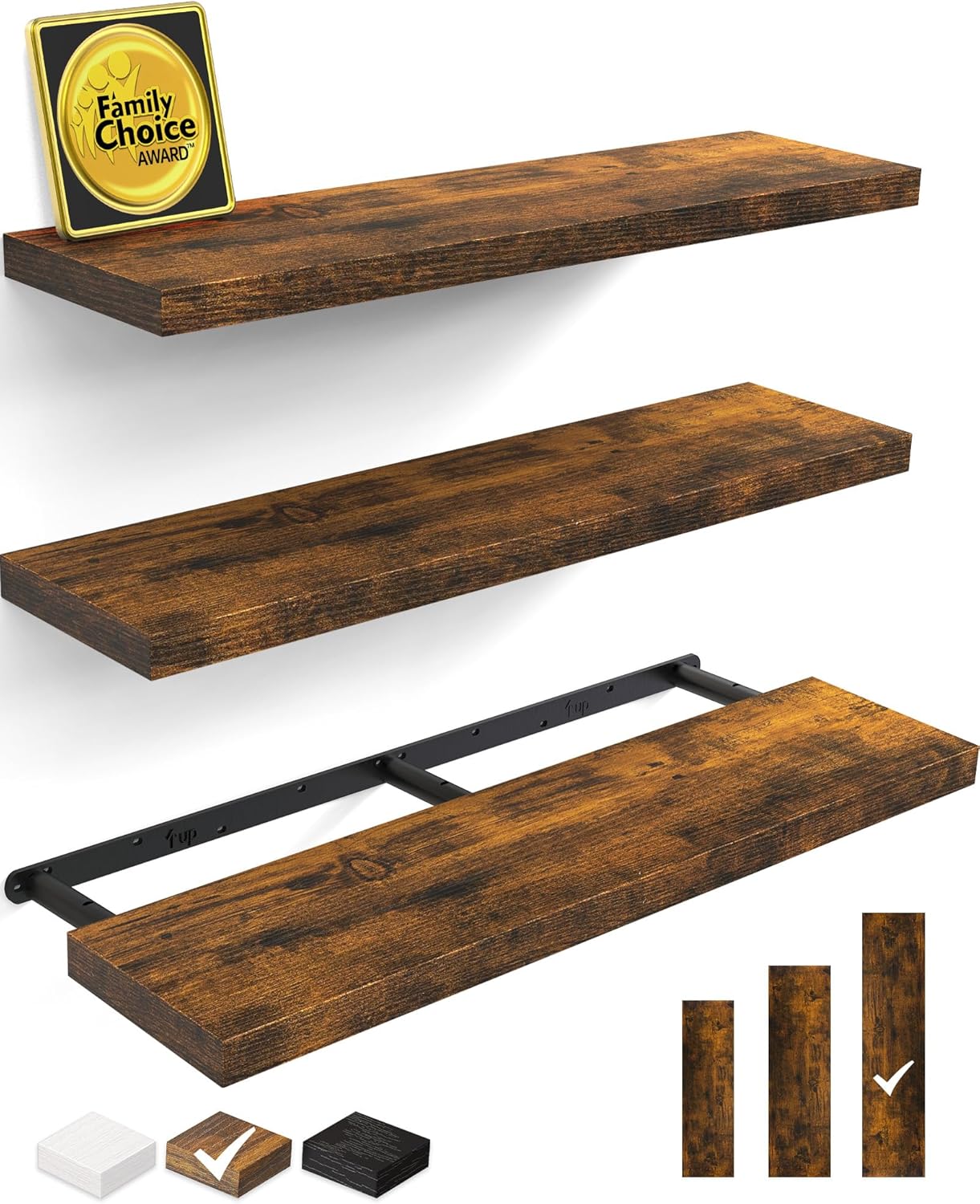 BAYKA Floating Shelves for Wall, 36 inches Wall Mounted Rustic Wood Shelves for Bathroom, Bedroom